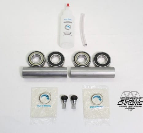 Harley Touring ABS Wheel installation kit with new bearings, chrome valve stems and a Dyna-Bead wheel balancing kit.