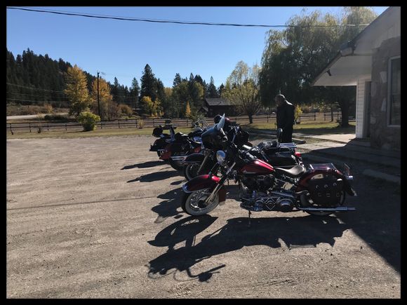 Bull River Inn. He makes some of the best hamburgers anywhere. We where not the only Riders out and about today. 