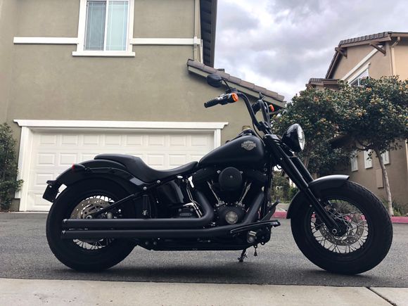 Nearly finished blacking out my 16 slim this weekend and very happy with the balance of the gloss black, denim black tins, and wrinkle black motor.  Also did Ricor/Racetech front suspension while I had it apart.
