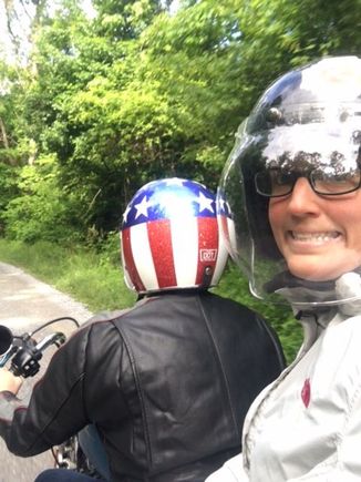 My wife while we traveled the gravel road. Maybe avoid this road and stay on the parkway lol