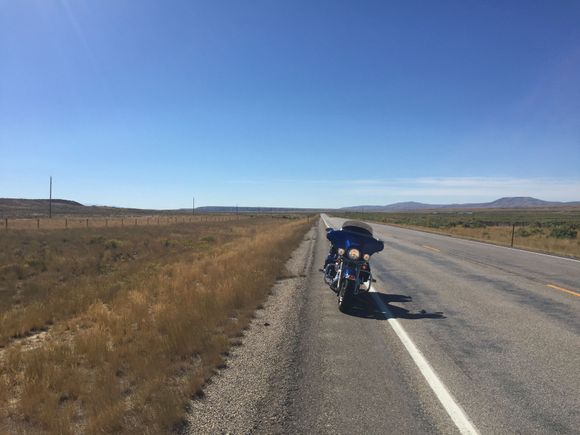 Highway 13, the Great Divide Basin, me and Darla.