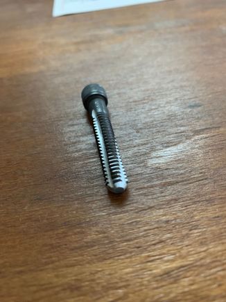 Homemade 1/4 20 thread chaser. Will use this instead of a finish tap to clean out holes. Put grease to catch shavings any junk in flutes.