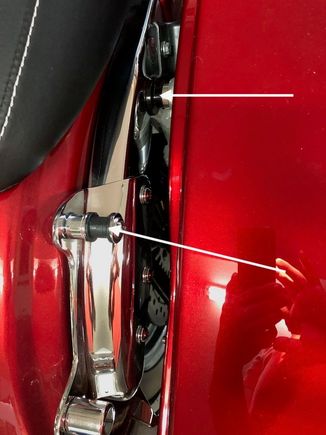 Attachments for backrest. Top arrow is the shock mount.