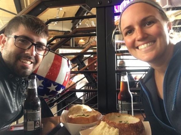 Cant beat eating clam chowder out of a sour dough bread bowel. I've been told this is a "must do" when visiting. I would certainly eat here again if the opportunity arose. Parking was sketchy as there wasn't a secure spot for the bike, so we parked at the local Harley dealer just a few streets away.