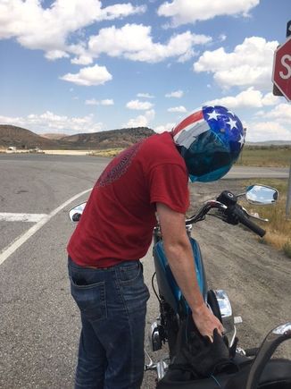 This picture describes my enjoyment of running out of fuel, which only happened a handful of times. I believe this time was in UTAH just east of Salt Lake.