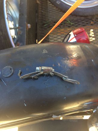 This homemade clamp held the gas tank on