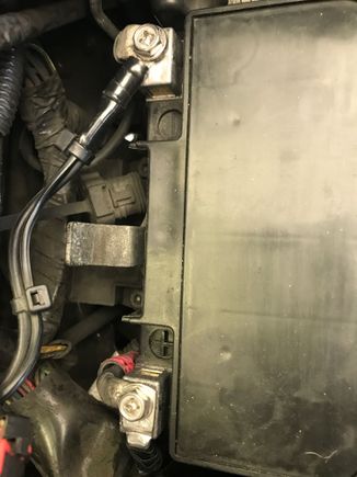 The battery after connections were moved to the fuse block.