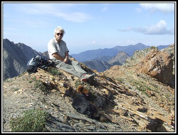 Heres Bear & me up high in the Southern Canadian Rocky Mountains … unless I was on a motorcycle, he was right beside me…