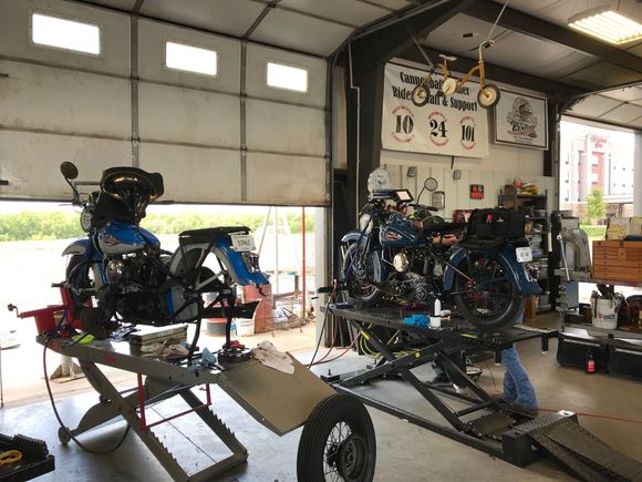 MY compadre's bikes, 46 UL and 40 WL, getting final touches before the Chase.