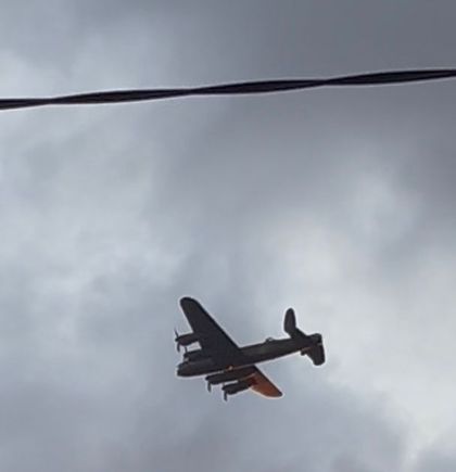 VE Day Lancaster fly past over Essex UK