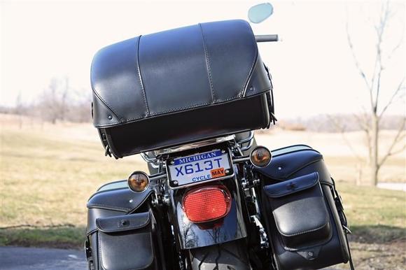 Leather Pros TB3900 Trunk on the H-D luggage rack that I lowered 3-7/8"