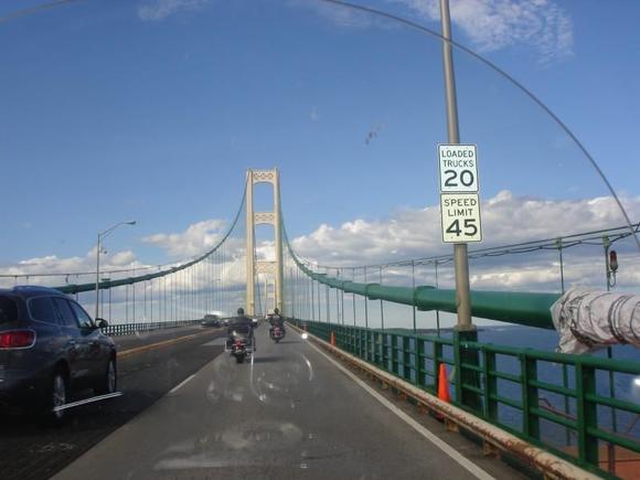 Going across the Mackinaw Bridge.