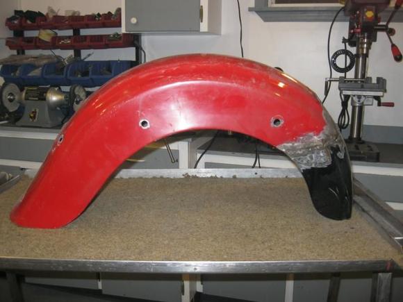 Welded them together. A little beatin' &amp; bangin' involved but niohing a little bondo cannot fix.