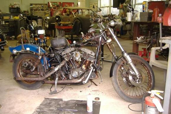 Wide Glide Ready to Ride. My father traded an carb. for it. Found inside a huge Rose bush alongside a building in NYC. After checking everything over, it fire up and drives. Maybe winter 2013-2014 project. He has a perfect black and flame tank for it.