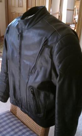 This heavy leather MC jacket is for sale - 48Long