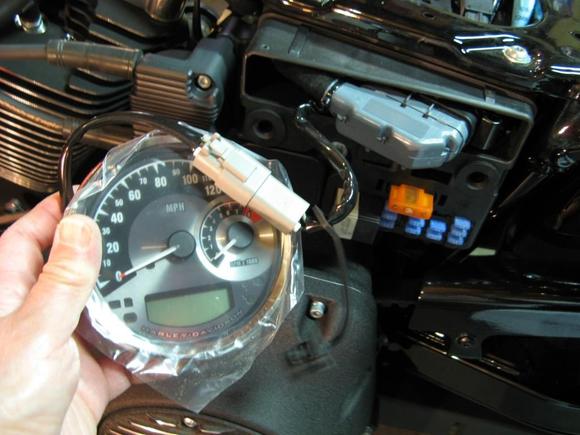 Connect new Speedo/Tach via connector cable, turn on bike IGN and RUN switches (motor does not need to be running) and ECM will transfer mileage/data to new Speedo/Tach.
