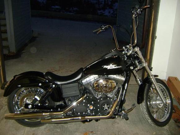 the whole bike with the new plate mount. (I know the pipes have got to go, they're next.  Black Samson Shorties on the way!!!  Will post new pics of them when they get here.