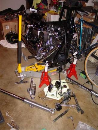 Installing Wide Glide triple clamps and internal handlebar wiring.  Info here: http://hdforums.com/forum/4098933-post13.html
