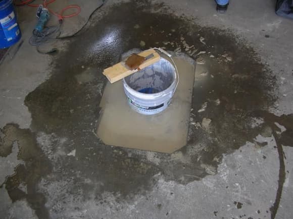 Finally, the cement is poured, and being kept wet.