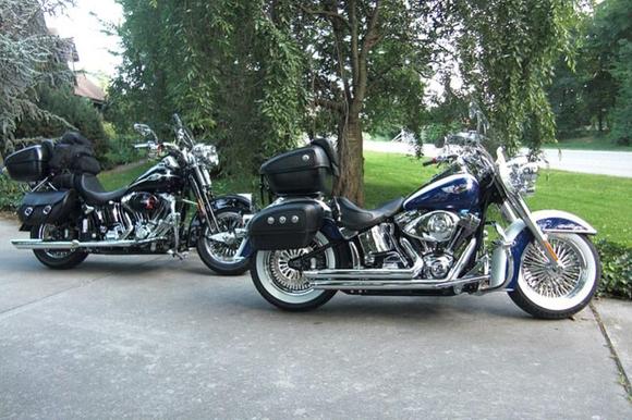 Bikes in tour mode ready for a road trip.