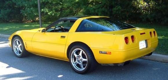 My 1994 Corvette , Competition Yellow , 350 LT1 motor , 300 HP ,  Automatic 460LE , rear tires 315/35/17 with  17 X 11 Chrome rims , I have driven this car numerous times at a top speed of 154 Mph .....