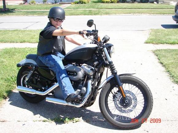 My son on the Harley, I got a badass picture of him on it but not me!