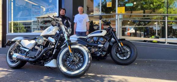 My 48 and my new Sportster S at dealer on pickup....
