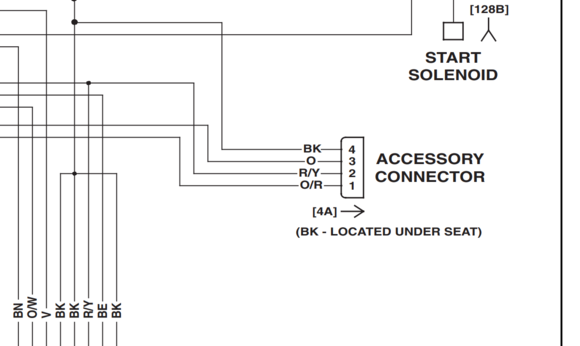 the orange is not from instruments but from the accessory switch, so it's switched power. R/Y brace, O/R P&A
