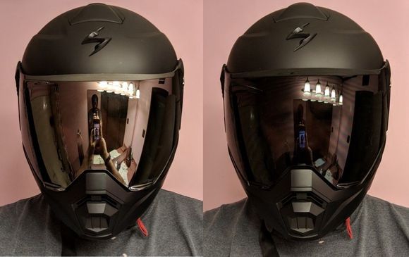 Scorpion EXO-AT950 in matte black with silver and dark smoke shields