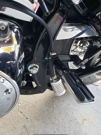 Catch can location for now.  Didn't want to get close to the exhaust so I ran it over to the LH passenger peg.