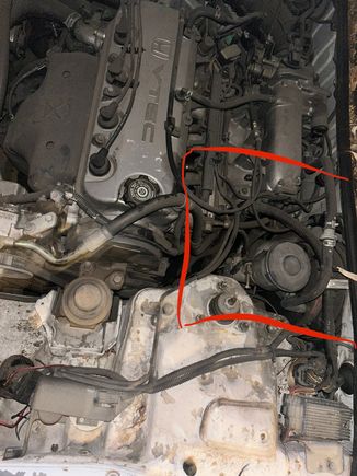 Area where sound is coming from including leak. 