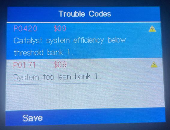 Current codes; all monitors OK. 