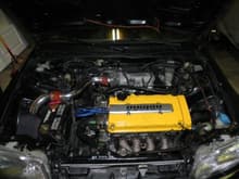 B16A Short Ram Intake w K&amp;N Filter , Megan Headers And A PGM-FI (Before The Valve Cover Was Painted)