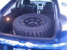 Picked up my spare tire in the Chevy Volt.  Not a nice thing to do to a borrowed car.