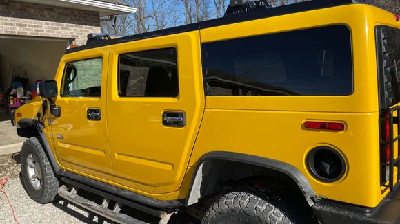 Doors cleaned/buffed vs uncleaned cargo rear.