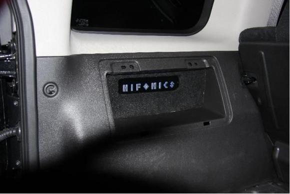 just another shot of the amp this is over the left wheel in cargo slot where the monsoon system sub and amp would be