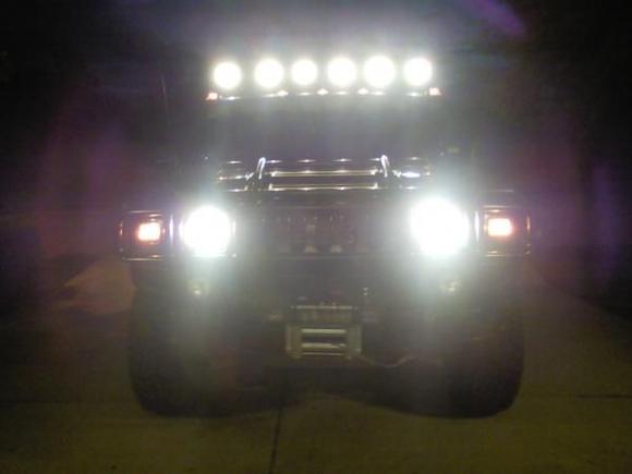 Custom 600W Light Bar and 100W High Beams.