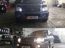 Blue LED side light bulbs and 100W Ice Blue headlamp bulbs fitted for better night driving.