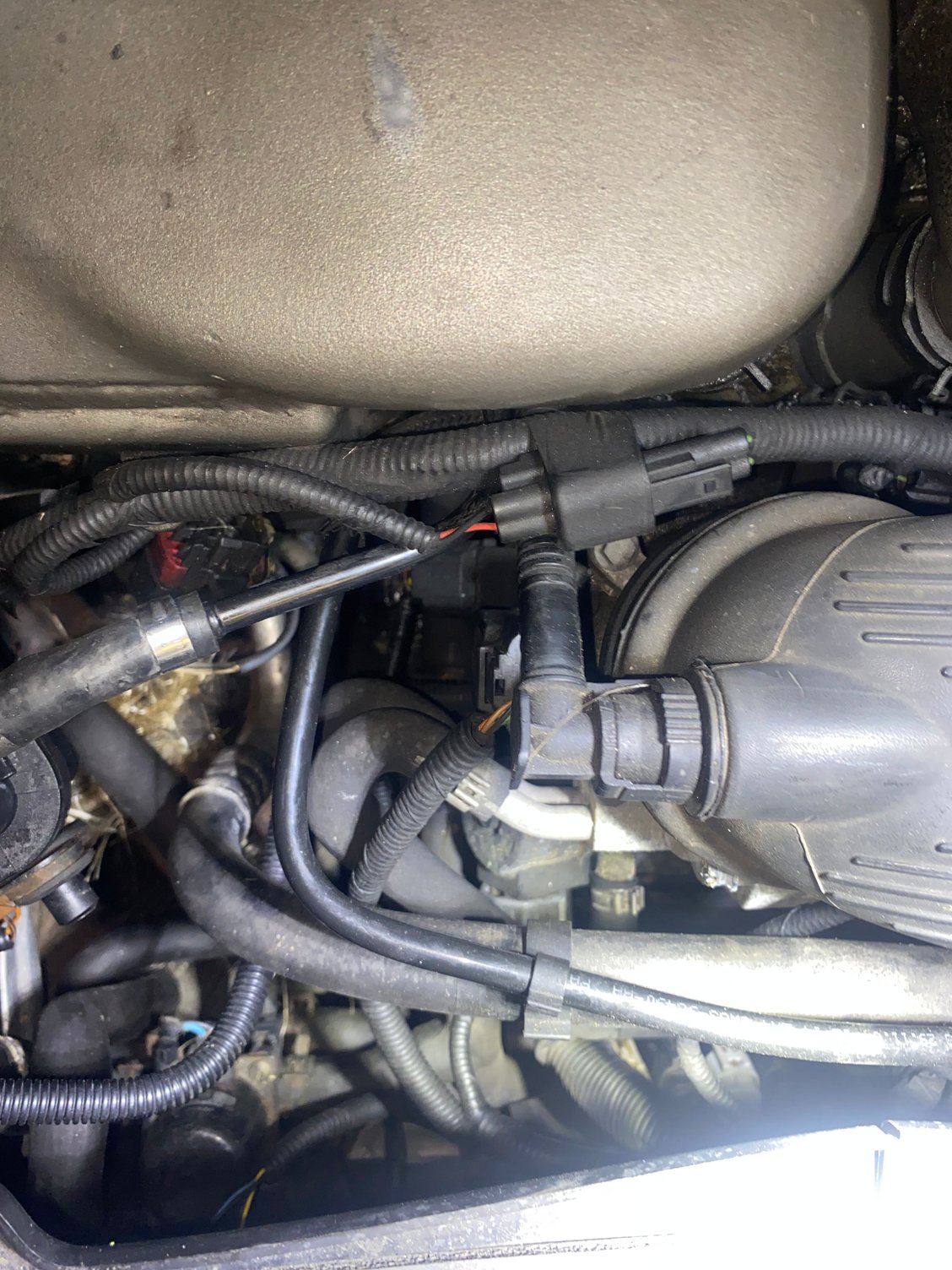 Some of the matting in situ, looking down between supercharger and windscreen. 