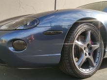 Smoked fog lights and side markers. BBS are now metallic graphite grey.  Metallic purple Brembos