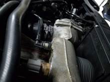 The leak comes from the L shaped clip in the middle.