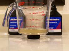 ~35ml/~1.2fl oz (out of 236ml/8fl oz) of fresh oil remaining