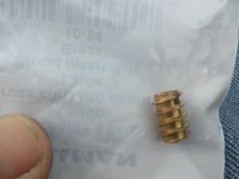 Found at lowes, had to remove about 3/4 of outer thread to get to fit. 10-32 internal screw.