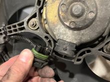 Here's the toasted connector for the high speed fan. Looks like the clip broke off and the connector vibrated loose until it melted.