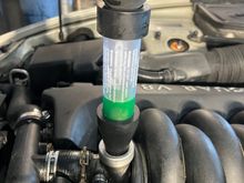 First squeeze of bulb