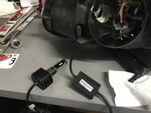 All connections made. The LED driver connection to the LED bulb was hanging out of view. It was keyed and once located, it slid into place with firm pressure.
