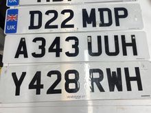 
MDP4X is the plate I currently have on my 2001 Daimler Super V8.  D22MDP is the plate I have on my 1983 XJ6 4.2.  A343UUH is the orginal plate for the XJ6 and Y428RWH is the original plate from my XJ8.
