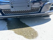 The damage front end shows the brake fluid puddle clearly coming from the passenger (U.S.) Side somewhere in the front of the vehicle.