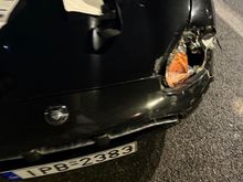 Damaged headlight from accident 
drivers side