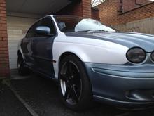 Day 5 - Paint crept past the masking onto the bumper. Not a problem, this will be white too after I have taken it off, to adjust the styling of the headlights and install Angel Eyes! Oh yes...